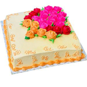 Square vanilla Flower Cake
