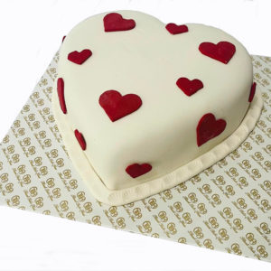 Fondant White and Re Heart Cake