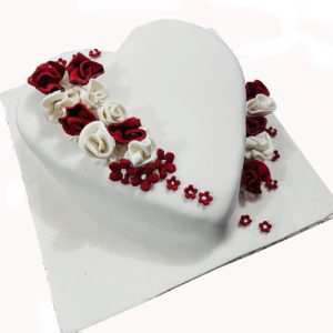 Heart Fondant With Simple Rose Cake